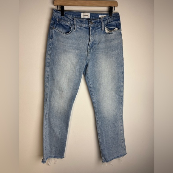 Frame Le High Straight Ankle jeans 27 Light Wash raw hem - Picture 1 of 7